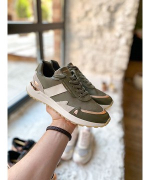 Michael Kors Monroe Canvas and Leather Trainer Olive