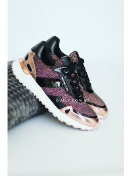 Michael Kors Monroe Glitter Chain-Mesh Trainer Rose gold