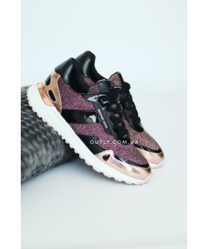 Michael Kors Monroe Glitter Chain-Mesh Trainer Rose gold