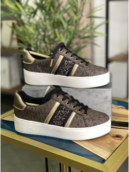 Michael Kors Poppy Trainer Sneakers Full Brown logo 