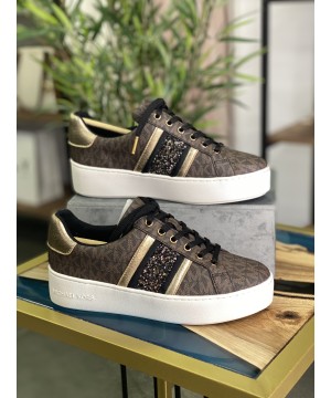 Michael Kors Poppy Trainer Sneakers Full Brown logo 