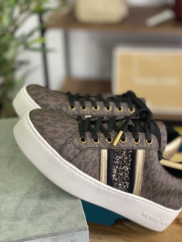 Michael Kors Poppy Trainer Sneakers Full Brown logo 