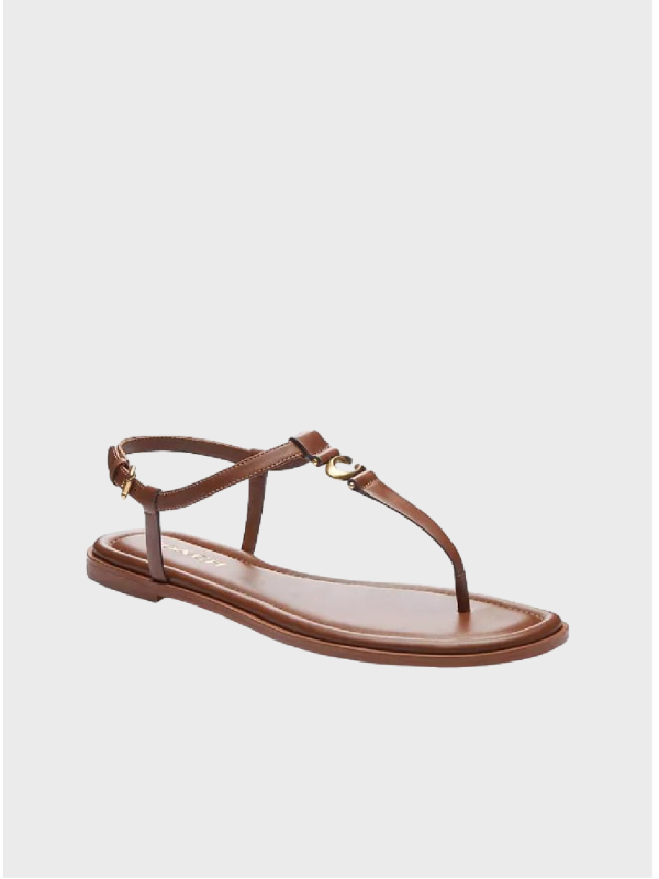 Босоножки Coach Jessica Sculpted "C" Ankle-Strap Thong Flat, Brown