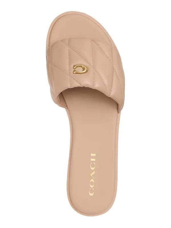 Жіночі слайди Coach Holly Quilted Puffy "C" Flat, Buff