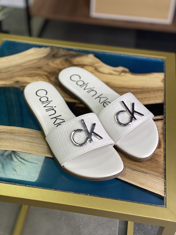 Слайди Calvin Klein White logo Embossing