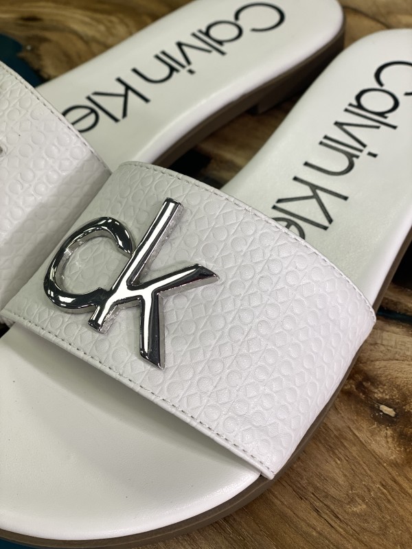 Слайди Calvin Klein White logo Embossing