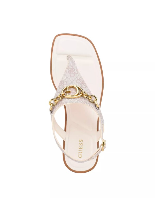 Босоножки Guess Rissy T Strap and Hardware Flat, Ivory Logo