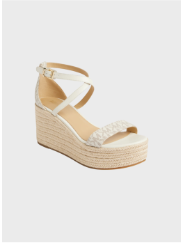Босоножки Michael Kors Serena Signature Leather Wedge Vanilla Logo