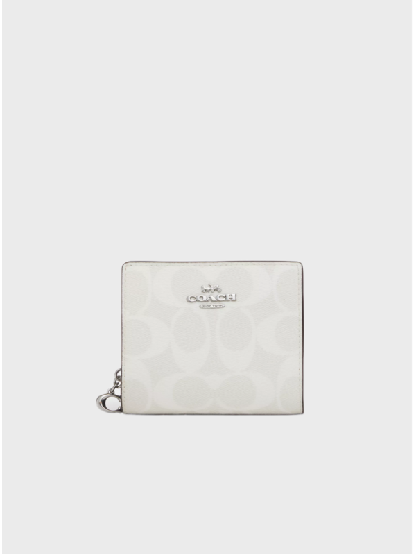 Гаманець Coach Snap Wallet In Signature Canvas White Logo