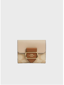 Гаманець Coach Small Morgan In Blocked Signature Canvas Beige Logo