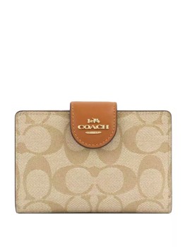 Жіночий гаманець Coach Medium Corner Zip Wallet In Signature Canvas Light Brown