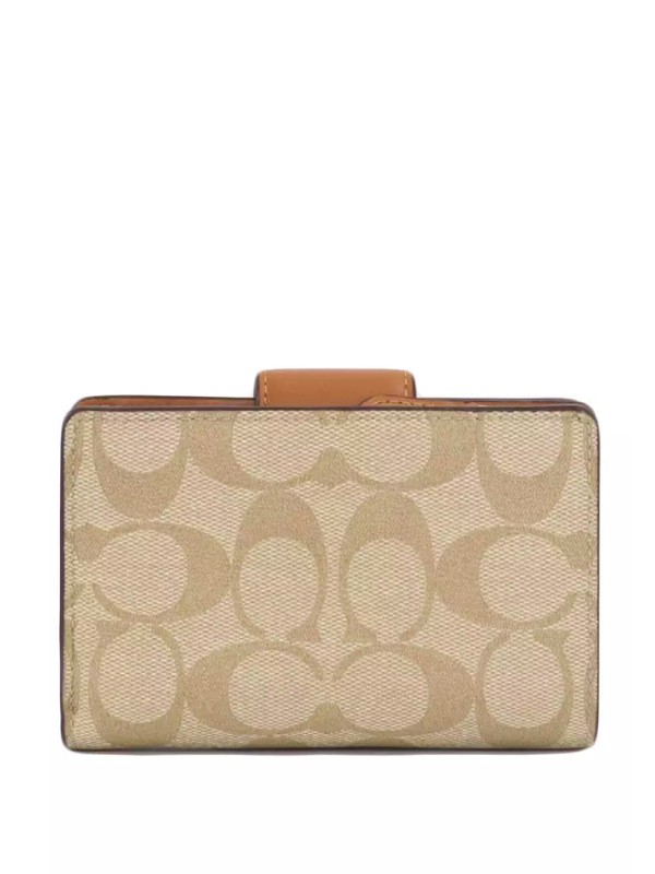 Женский кошелек Coach Medium Corner Zip Wallet In Signature Canvas Light Brown