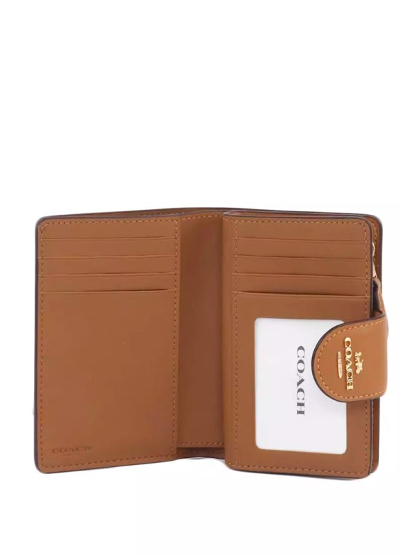 Жіночий гаманець Coach Medium Corner Zip Wallet In Signature Canvas Light Brown