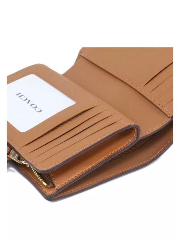 Жіночий гаманець Coach Medium Corner Zip Wallet In Signature Canvas Light Brown