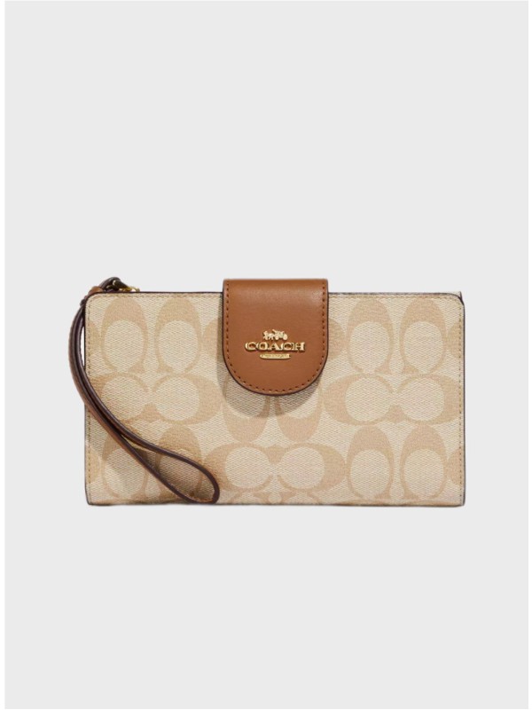 Женский кошелёк Coach Phone In Colorblock Signature Canvas Beige