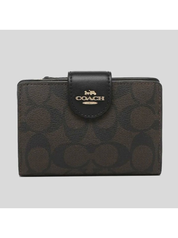 Женский кошелек Coach Medium Corner Zip Wallet In Signature Canvas