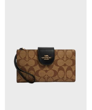 Кошелёк Coach  Phone In Colorblock Signature Canvas Beige Black