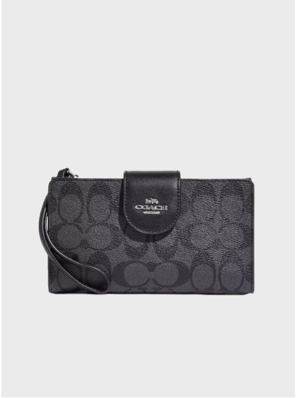 Кошелёк Coach Phone In Colorblock Signature Canvas Black