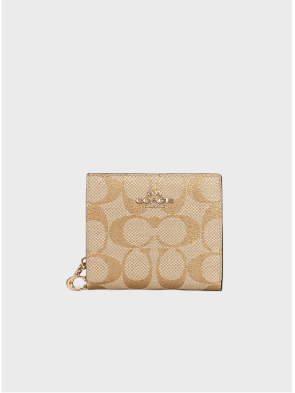 Гаманець Coach Snap Wallet In Signature Canvas Gold/Beige