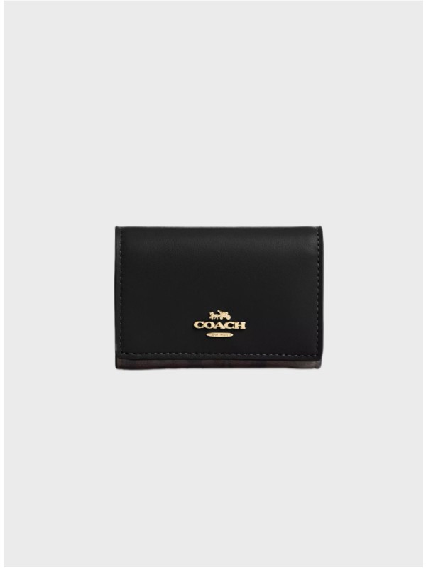 Женский кошелек Coach Micro In Signature Canvas Black/Brown