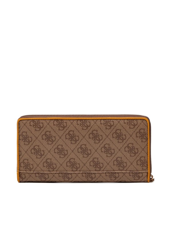 Кошелек GUESS Izzy Large Zip Around Wallet Latte logo/Yellow