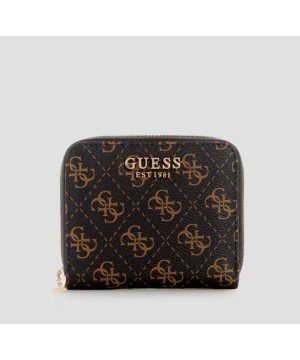 Гаманець Guess Laurel Logo Small Zip-Around Wallet Brown Logo