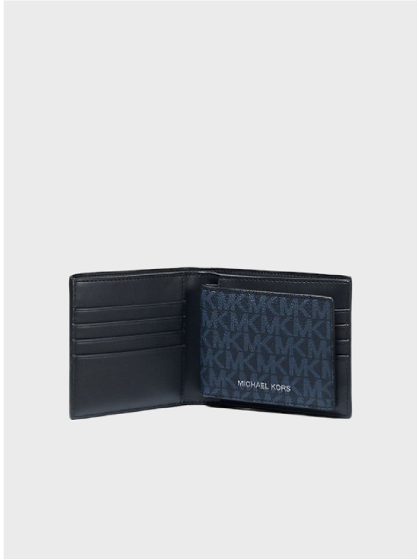 Чоловічий гаманець Michael Kors Cooper Billfold With Passcase Blue Logo