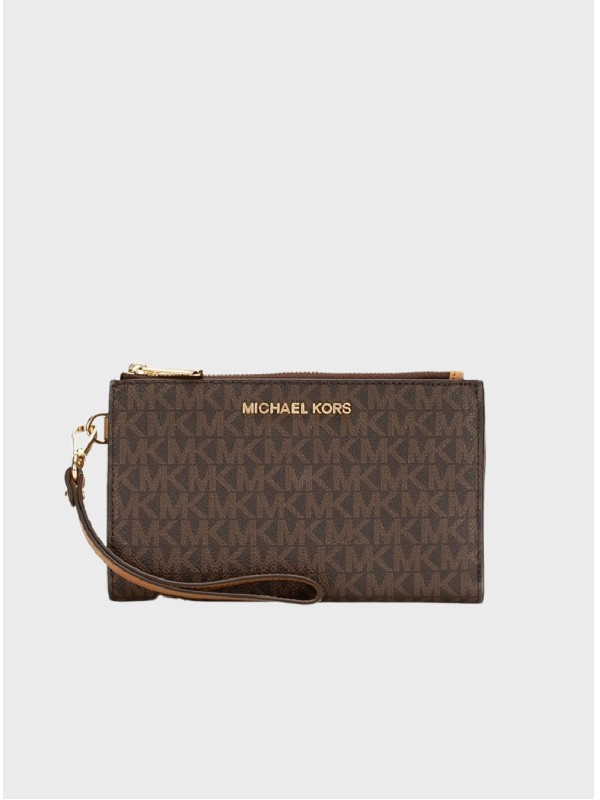 Гаманець Michael Kors Jet Set Double Zip Brown logo