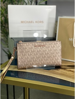 Michael Kors Jet Set Double Zip Rose Gold logo