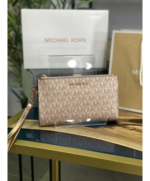 Michael Kors Jet Set Double Zip Rose Gold logo