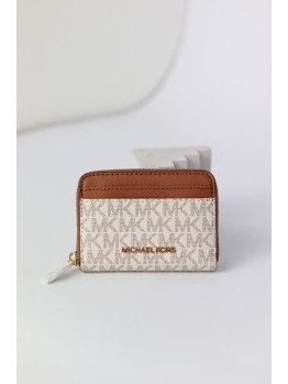 Michael Kors Small  jet set card wallet Vanilla logo