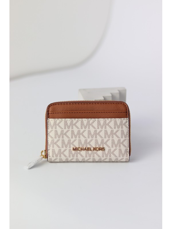 Michael Kors Small  jet set card wallet Vanilla logo