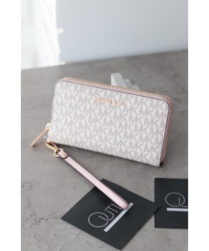 Michael Kors Jet Set wallet Zip Around Pink Vanilla  Logo