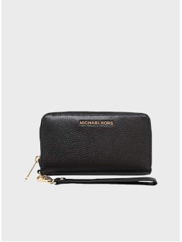 Michael Kors Jet Set wallet Zip Around Solid Black 