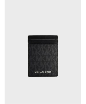 Чоловічий гаманець Michael Kors Card Holder With Money Clip Black Logo