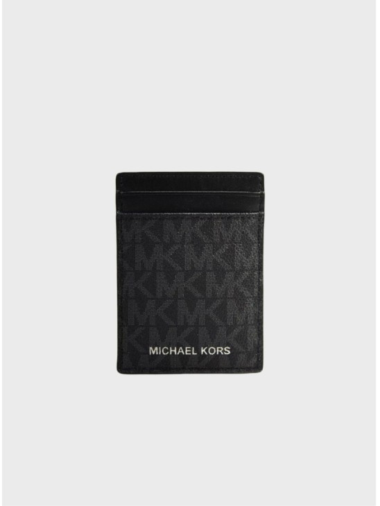 Чоловічий гаманець Michael Kors Card Holder With Money Clip Black Logo