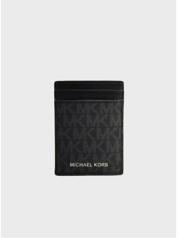 Мужской кошелек Michael Kors Card Holder With Money Clip Black Logo