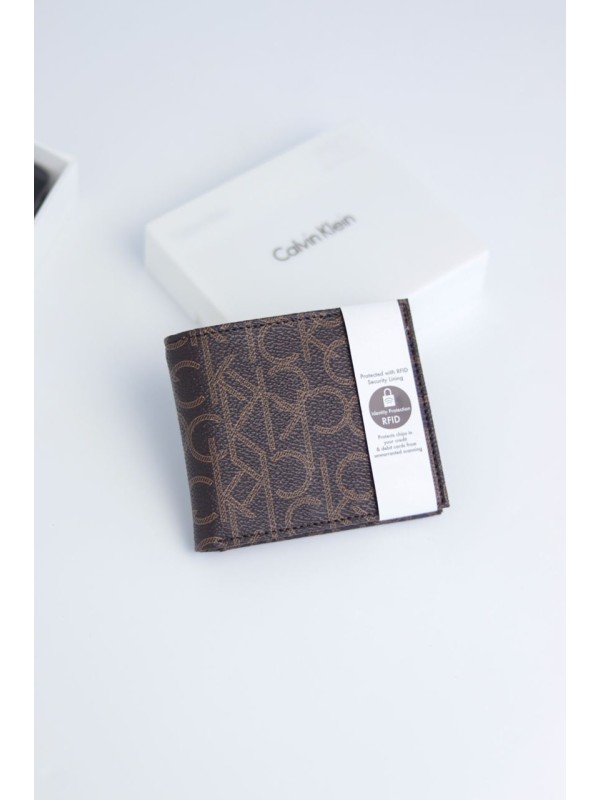 Кошелек Calvin Klein Leather Bifold Brown Logo