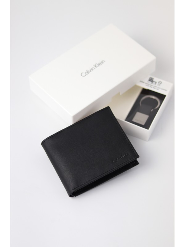 Кошелек Calvin Klein Leather Bifold с брелком Black