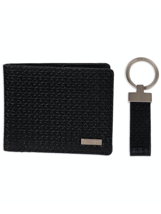 Кошелек Calvin Klein Men's RFID embossing Wallet & Key Fob Set