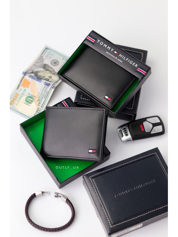 Кошелек Tommy Hilfiger Leather Credit Card Wallet Billfold Black 