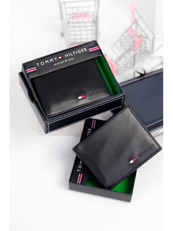 Кошелек Tommy Hilfiger Leather Credit Card Wallet logo Black 