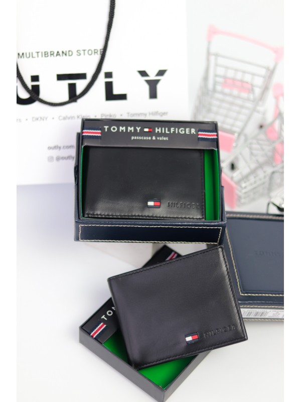 Кошелек Tommy Hilfiger Leather Credit Card Wallet logo Black 