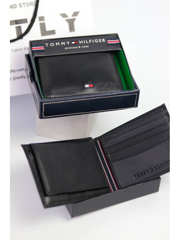 Кошелек Tommy Hilfiger Leather Credit Card Wallet logo Black 