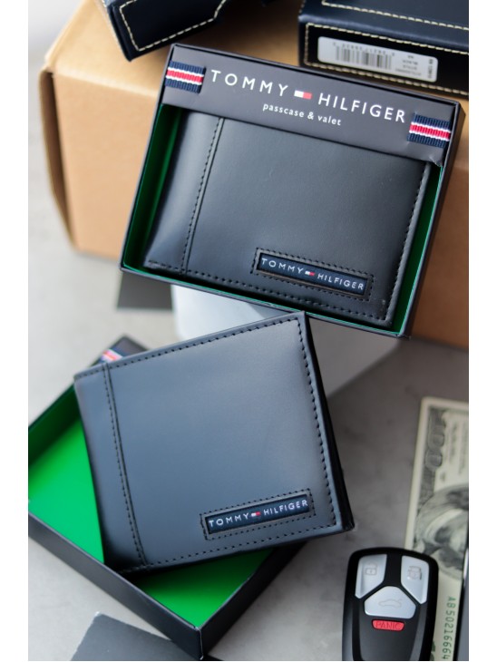 Кошелек Tommy Hilfiger Leather Wallet Billfold Black 