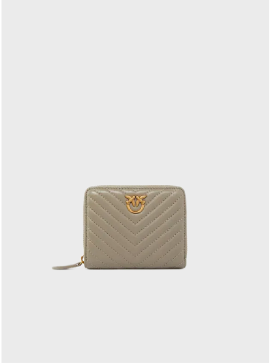 Гаманець Pinko Square Quilted Nappa Leather Zip-Around Purse Gray