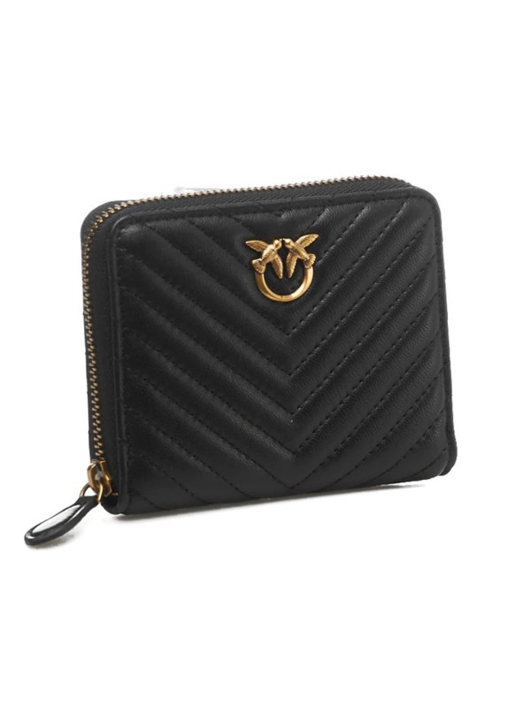 Гаманець PINKO Taylor zip-around chevron mini wallet black