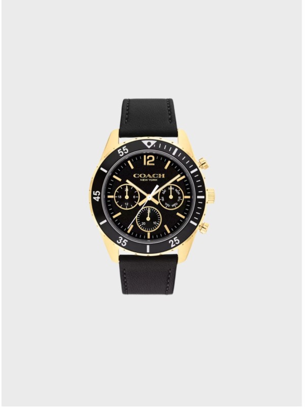 Мужские часы Coach Cole Watch, 44 Mm Black/Gold