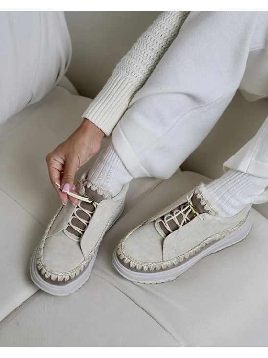  Жіночі кросівки Mou Eskimo Jogger Elastic Laces Beige