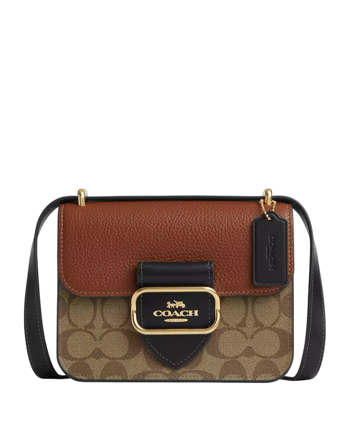 Сумка Coach Morgan Square Crossbody In Colorblock Signature Canvas Brown